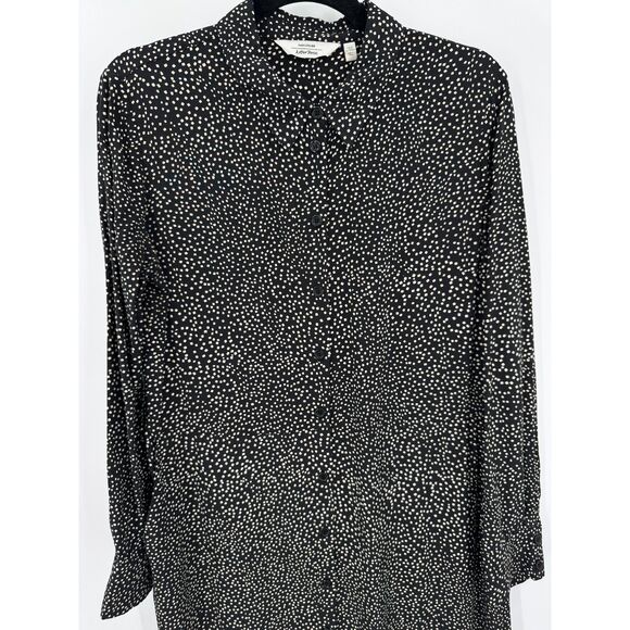 & OTHER STORIES Black Tan Speckled Button Down Long Sleeve Shirt Dress Size 8 - Picture 4 of 9